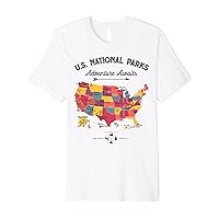 63 National Parks Map US Park Retro Vintage Camping Hiking Premium T-Shirt