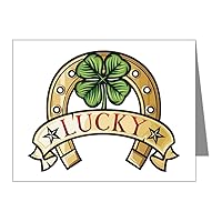 Note Cards (10 Pack) Lucky Horseshoe with Four Leaf Clover