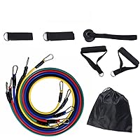 BHUKF 11 Pcs/Set Latex Resistance Band Training Exercise Tube Yoga Rope Pull Elastic Rubber Expander Fitness Equipment Belt