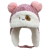 Baby hat Boys Trapper hat Kids Hat Boys Knitted Hats Crochet Earflap caps Warm Knitted Cap Baby Headgear Boys Suits Beanie Earflaps Hat Animal Cotton Accessories Girl Child Pink