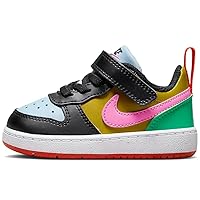 Nike Court Borough Low Recraft Baby/Toddler Shoes (DV5458-004, Black/Bronzine/Light Armory Blue/Playful Pink) Size 7