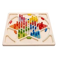 Wooden Chinese Checkers 2 in 1 Board Game Chinese Chequers Family Board Games for Kids and Adults, Family Board Games