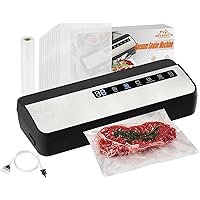 Vacuum Sealer Machine, 6 in 1 Precision Food Vacuum Sealer with Built-in cutter, Led Indicator for Food Storage,Includes 10 Vacuum Seal Bags,1 Rolls Starter Kit& 1 Air Suction Hose