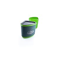 GSI Outdoors Gourmet Nesting Mug + Bowl, Green with Insulated Sleeve for Camping, Travel & Picnics