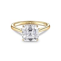 Lab Created 10k Solid Gold Asscher Cut 3 CT Moissanite Diamond Solitaire Bridal Ring in Yellow, White OR Rose GOLD