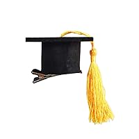 BinaryABC Graduation Hat Hair Clip,Mini Doctoral Cap Hair Clip,Graduation Party Supply Decoration,Graduation Hair Accessories (Yellow)