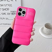 Fashion Winter Down Jacket The Cotton Puffer Case Phone Cover Protective Puffer Case for IPhone15 14 13 12 11Pro Max (Rose RED,for iPhone12/12pro)