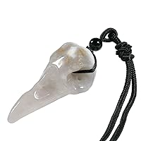 TUMBEELLUWA Raven Skull Pendant Necklace for Unisex Hand Carved Stone Crow Head Pendant with Adjustable Black Cord