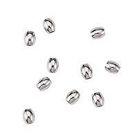 LiQunSweet 100 Pcs 304 Stainless Steel Metal Spacer Smooth Oval Beads Bulk for Jewelry Making DIY Crafting Findings Supply - 5x4mm