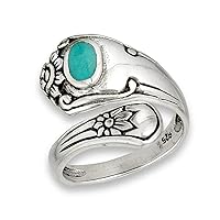 Open Simulated Turquoise Unique Vintage Spoon Ring Sterling Silver Thumb Band Sizes 6-9
