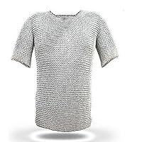 Armor 8mm Butted Chainmail Shirt with 17 Gauge Thick Wire (Galvanized/Zinc) Made from Mild Steel, Heavy Gauge Chain Mail (Large)