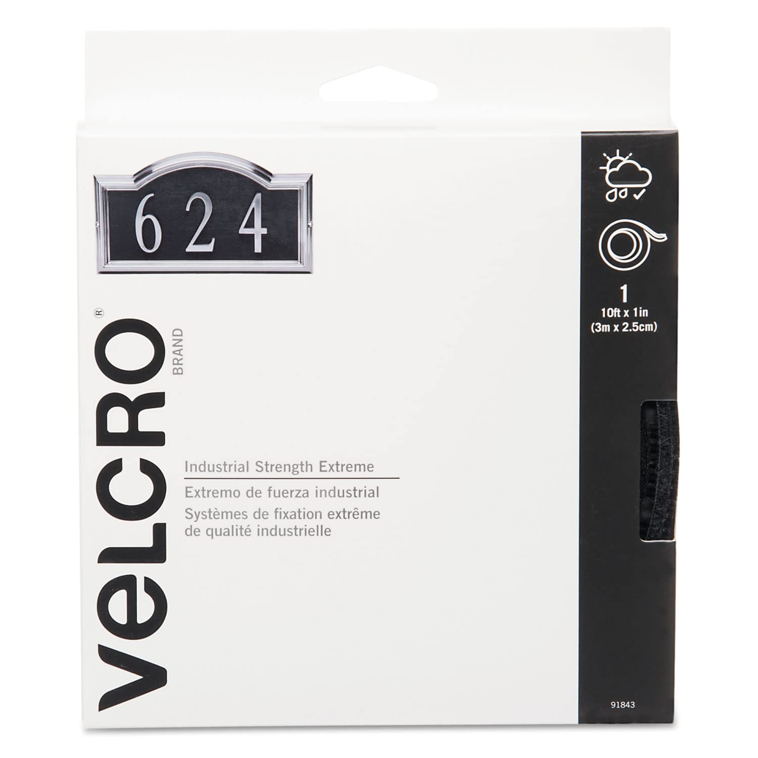 VELCRO Brand Extreme Outdoor Heavy Duty Tape, 10Ft x 1 In, Holds 15 lbs, Black with Stick on Adhesive