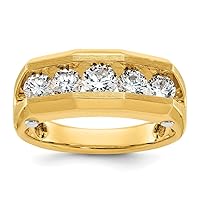 14k Two-tone Gold Polished and Satin 1.5ct Diamond Complete Ring for Mens