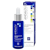 Andalou Naturals Collagen + Hyaluronic Acid Serum for Face, Deep Hydration Life Boosting Face Serum, Helps Improve Skin Elasticity, Day & Night Hydrating Serum, 1 Fl. Oz.