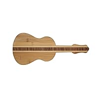 Guitar Shaped Bamboo 7” x 17” Serving and Cutting Board – Music Inspired Kitchenware: Perfect for Serving Appetizers, Cheeses, Charcuterie and More