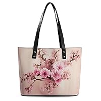 Womens Handbag Pink Flowers Leather Tote Bag Top Handle Satchel Bags For Lady