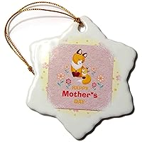3dRose Image of Mother and Baby Fox, Mothers Day, Felt Look, Pink and... - Ornaments (orn-334412-1)