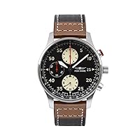 5670-2QZ Aviator Watch, Amazon.co.jp Limited Edition, F13 Tempelhof, Chronograph Quartz Watch, Genuine Imported, black silver brown