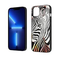 Colorful Animal Zebra Printed Case for iPhone 14 Cases 6.1 Inch - Tempered Glass Shockproof Protective Phone Case Cover for iPhone 14,Not Yellowing