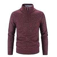 Men's Half-Zip Turtleneck Knitted Pullover Solid Color Stand Collar Casual Cashmere Sweater