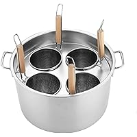 Strainer Stainless Steel Pasta Cooker 4 Holes Pasta Makers Insert Cookware Set with 4 Insert Strainer Baskets, Pasta Cooker Set for Home Kitchen Restaurant Cooking Tool Basket