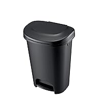 Rubbermaid Classic Step-On Trash Can with Lid, 13-Gallon, Black, Easy Clean Wastebasket for Home/Kitchen/Bedroom/Office
