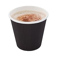 Restaurantware 8 Ounce Disposable Coffee Cups 500 Double Wall Hot Cups For Coffee - Lids Sold Separately Rippled Wall Black Paper Insulated Coffee Cups For Coffee Hot Chocolate Tea And More