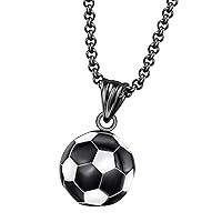 Titantium Soccer Ball Football Pendant Necklace With Free Chain for Men Women