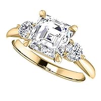 10K Solid Yellow Gold Handmde Engagement Ring 2.0 CT Asscher Cut Moissanite Diamond Solitaire Wedding/Bridal Rings for Women/Her Propose Ring