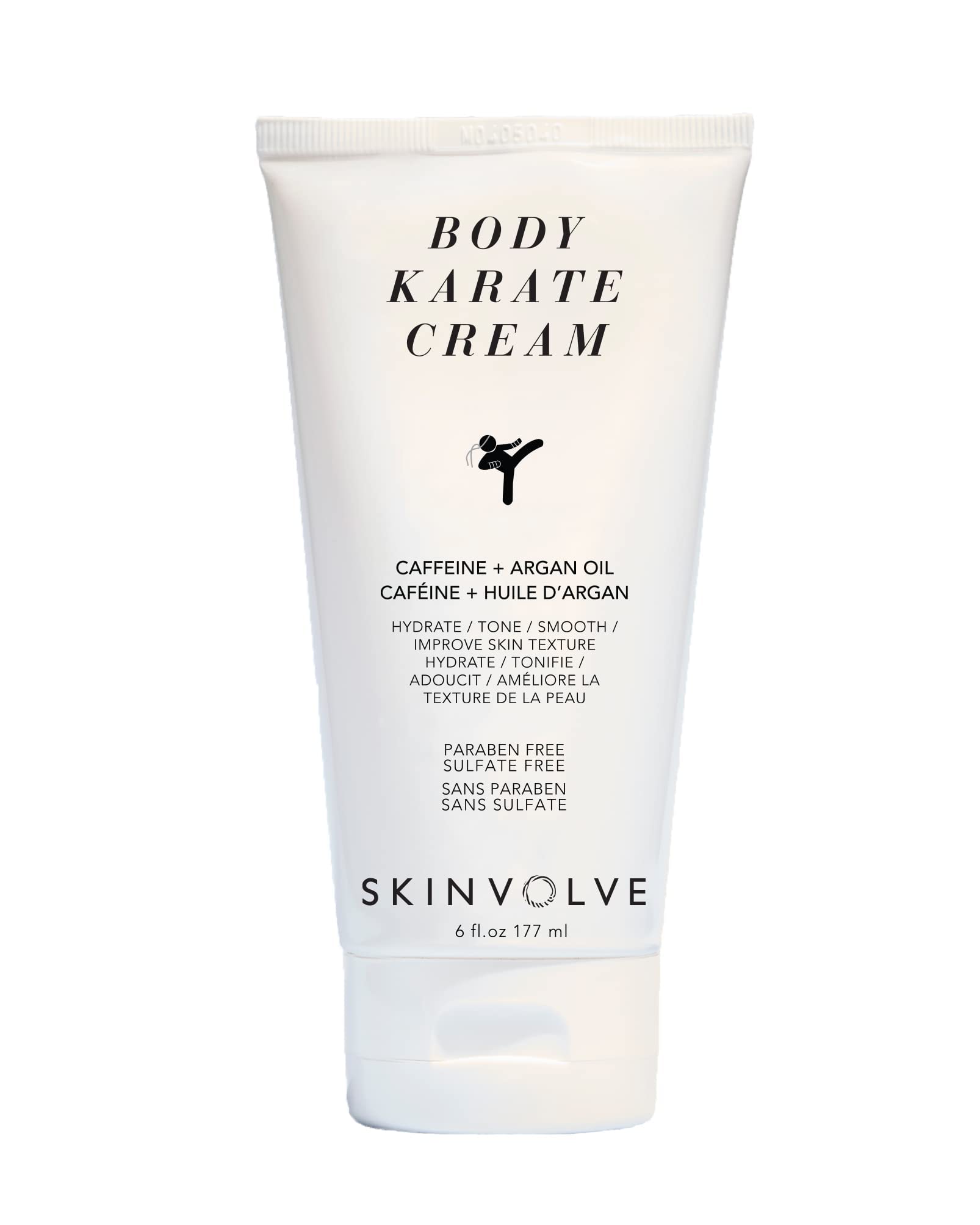 SKINVOLVE Body Karate Cream with Caffeine and Argan Oil - Hydrating, Tightening, Sculpting Anti-Aging Body Moisturizer - Improves Skin Texture - 6oz