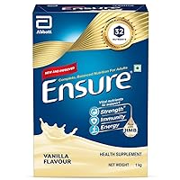 Pack of 10 Ensure Complete, Balanced Nutrition Drink for Adults 1kg, Vanilla Flavor with HMB and 32 Essential Nutrients to Help Build & Protect Muscle Strength