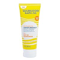 Seaweed Bath Co. Sheer Protect Daily SPF 30 Broad Spectrum Hybrid Sunscreen Cream, 3.4 Ounce, Sustainably Harvested Seaweed, Aloe, Green Tea