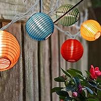 Multicolor Lantern String Lights, 8.5Ft Outdoor Lantern Christmas Lights with 10 Nylon Colorful Lanterns, Plug in Patio Lantern Lights for Home Patio Party Wedding Bistro Indoor Bedroom Decoration
