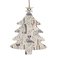 Wine and Winemaking Winery Grape Field Print Christmas Tree Wooden Ornaments,Xmas Holiday Hanging Wooden Pendant,Home Decor Pendant-6pcs