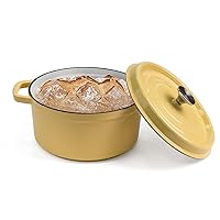 Dutch Oven Yellow,Enameled Cast Iron Dutch Oven with Lid, 4 Quart Round Nonstick Enamel Cookware Crock Pot,Dutch Oven with Dual Handle and Cover Casserole Dish 8.66 Inch