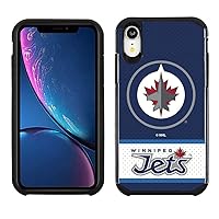 Apple iPhone XR - NHL Licensed Winnipeg Jets Blue Jersey Textured Back Cover on Black TPU Skin