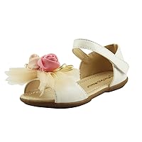 Beautiful Girl's Dress Shoes Sandals with Chiffon Flowers on top Toddler Size