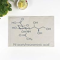 Set of 4 Placemats Atomic Sialic Acid N Acetylneuraminic Neu5ac Nana Molecule Skeletal 12.5x17 Inch Non-Slip Washable Place Mats for Dinner Parties Decor Kitchen Table