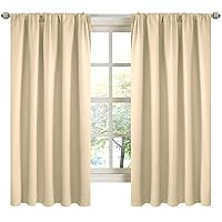 Rod Pocket Blackout Curtains for Living Room Darkening Light Blocking Thermal Insulated Noise Reducing Privacy Window Drapes for Bedroom Draperies 2 Panels in 1 Set
