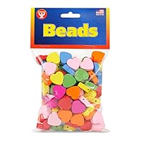 Hygloss Products Wood Heart Beads - Colorful Wooden Crafts Great For Jewelry Making - 18mm, 125 Pack