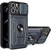Case for iPhone 14/14 Pro/14 Pro Max/14 Plus, Slide Camera Protection Heavy Duty Tough Rugged Drop Metal Cover Anti-Fall Dust-Proof Anti-Fingerprint Case with Kickstand Function (Color : Gray