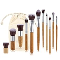 11Pcs Makeup Brushes Tool Set Exquisite Wood Handle Cloth Bag Eye Shadow Foundation Powder Eyeliner Makeup Brush