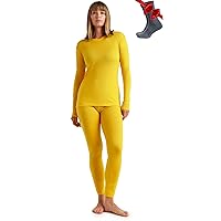 Merino.tech Merino Wool Base Layer Women Set - Midweight, Heavyweight Merino Wool Thermal Underwear For Women Top, Bottom