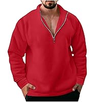 Mens Half Zip Collar Sweatshirt Long Sleeve Fleece Pullover Loose Fit Lightweight Sweatshirts Fashion Sports Tops