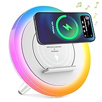 Night Light Bluetooth Speaker,Wireless Charger Stand LED Music Lamp,Color Changing Modern Bluetooth Lamp, Best Teenage Girls Boys Gifts/Christmas Gifts for Teen (6.6inch)