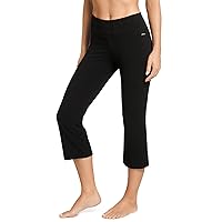 Jockey Womens Activewear Cotton Stretch Flare Capri Pants, Black, Large