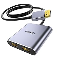 Displayport to Dual HDMI Adapter, 4K Display Port to HDMI Splitter for Dual Monitors Extended Display, DP 1.2 to 2 HDMI Monitor for Computer Laptop Graphic Card, MST Extend Display for Windows Only