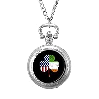 Clover American Irish Vintage Pocket Watches with Chain for Men Fathers Day Xmas Present Daily Use