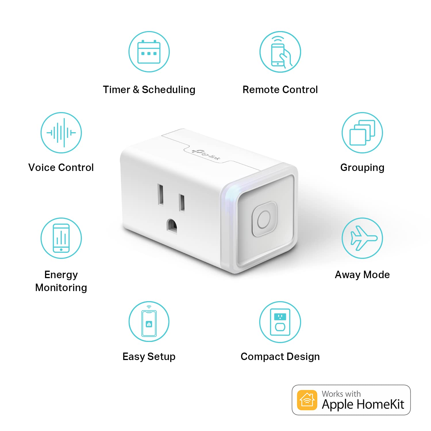 Kasa Smart Plug Mini 15A, Apple HomeKit Supported, Smart Outlet Works with Siri, Alexa & Google Home, UL Certified, App Control, Scheduling, Timer, 2.4G WiFi Only, 2-Pack (EP25P2), White