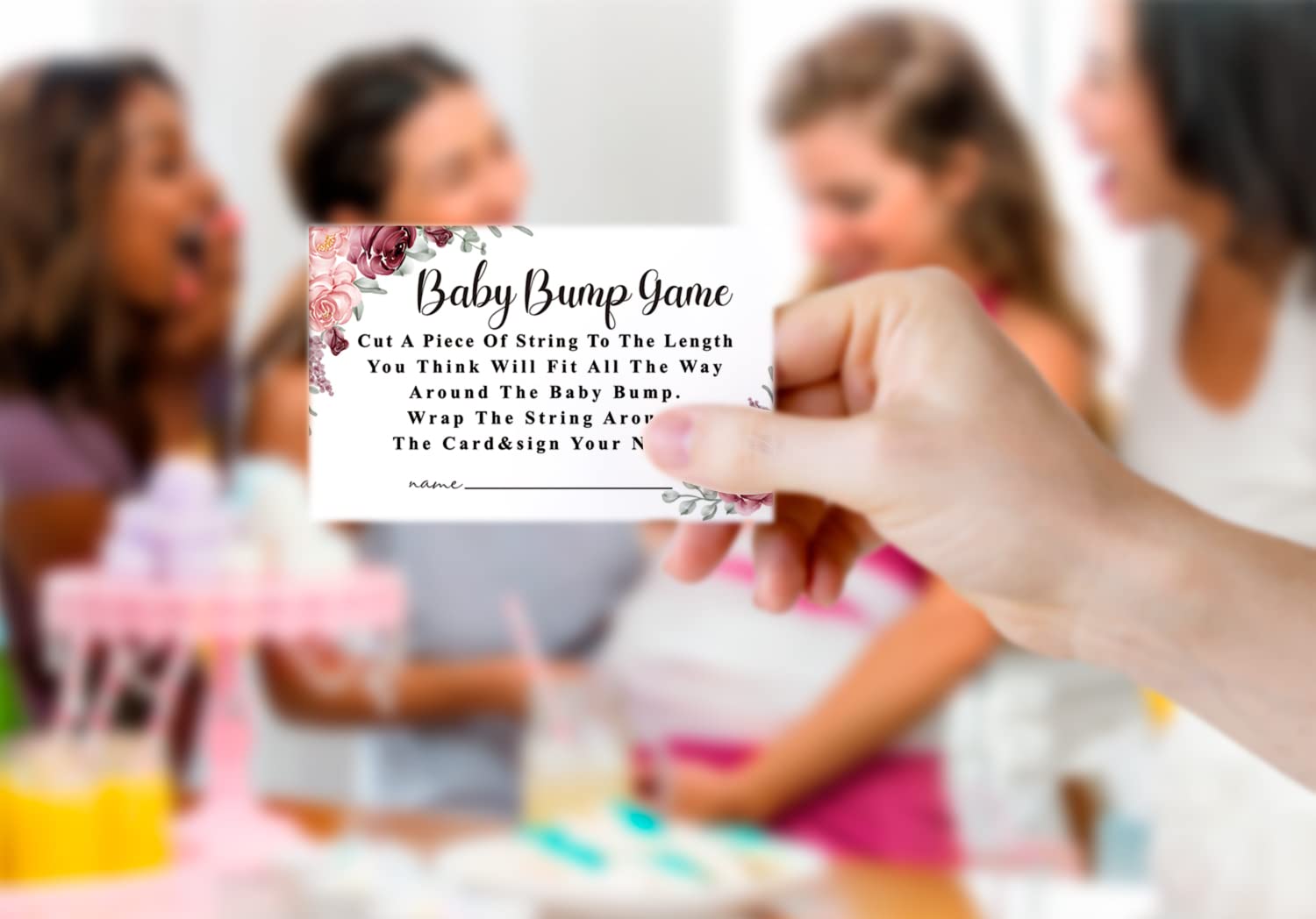 Baby Shower Games - Measure Mommy's Belly Game, How Big is Mommy's Belly, Mommys Belly Size Game, Includes a 5x7 Standing Sign and 50 2x3.5 Advice Cards(niu-k06)